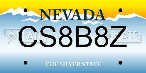 CS8B8Z Nevada License Plate