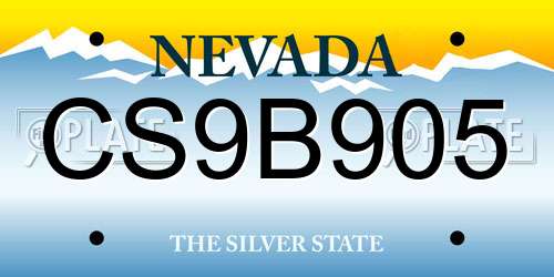 CS9B905 Nevada License Plate