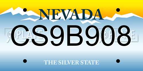 CS9B908 Nevada License Plate