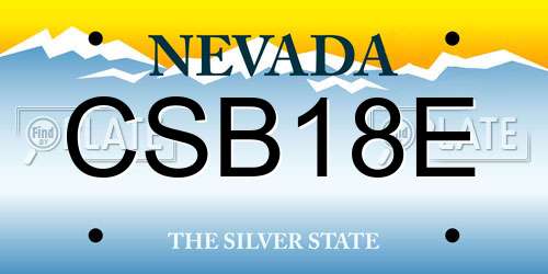 CSB18E Nevada License Plate