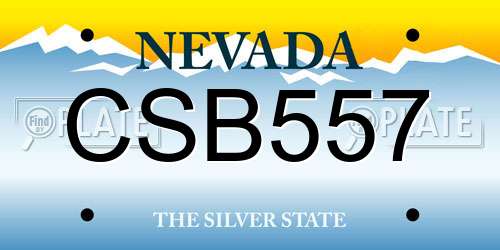 CSB557 Nevada License Plate