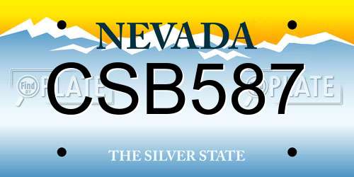 CSB587 Nevada License Plate