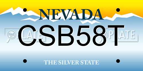 CSB58T Nevada License Plate