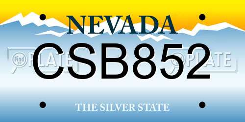 CSB852 Nevada License Plate