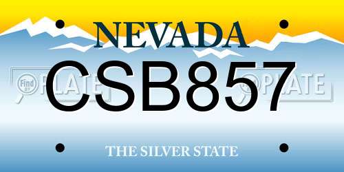 CSB857 Nevada License Plate