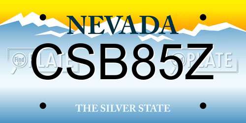 CSB85Z Nevada License Plate
