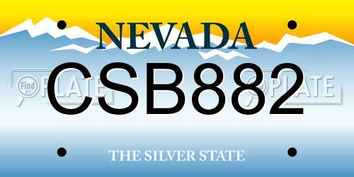 CSB882 Nevada License Plate