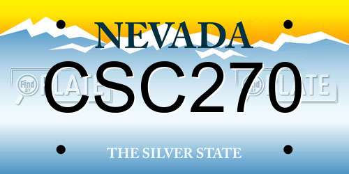 CSC270 Nevada License Plate