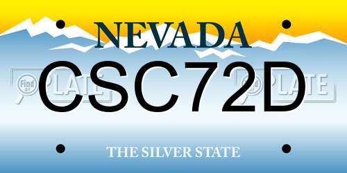 CSC72D Nevada License Plate