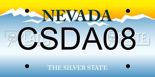 CSDA08 Nevada License Plate