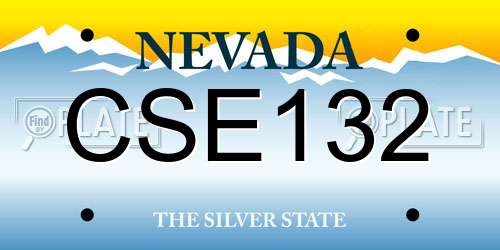 CSE132 Nevada License Plate