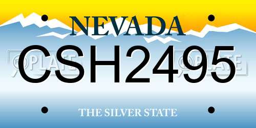 CSH2495 Nevada License Plate