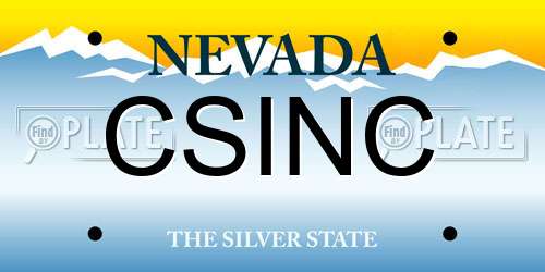 CSINC Nevada License Plate