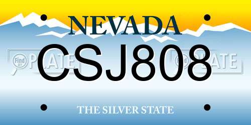 CSJ808 Nevada License Plate