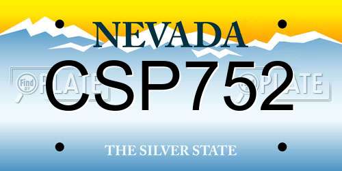 CSP752 Nevada License Plate