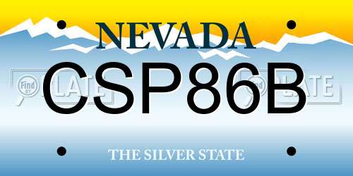 CSP86B Nevada License Plate