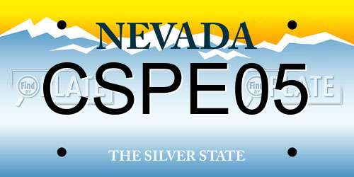 CSPE05 Nevada License Plate