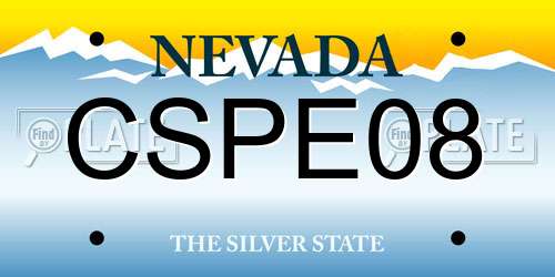CSPE08 Nevada License Plate