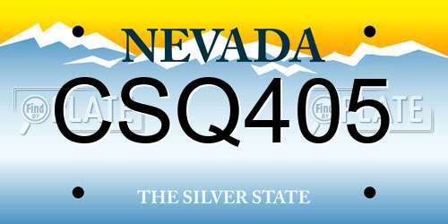 CSQ405 Nevada License Plate