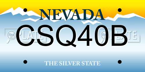 CSQ40B Nevada License Plate