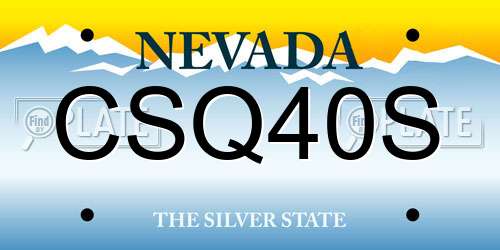 CSQ40S Nevada License Plate