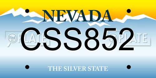 CSS852 Nevada License Plate