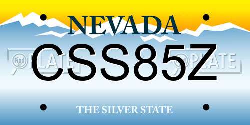 CSS85Z Nevada License Plate