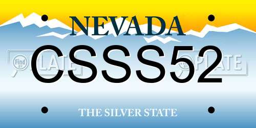 CSSS52 Nevada License Plate