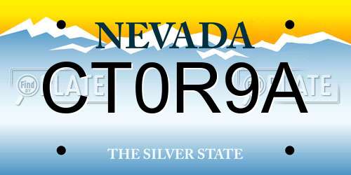 CT0R9A Nevada License Plate