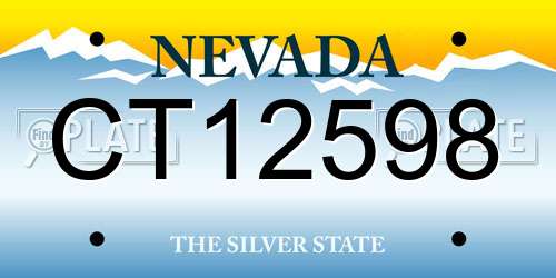 CT12598 Nevada License Plate