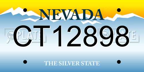CT12898 Nevada License Plate