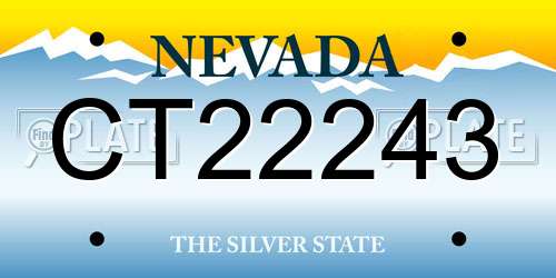CT22243 Nevada License Plate