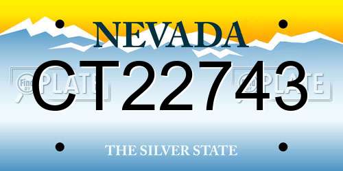 CT22743 Nevada License Plate