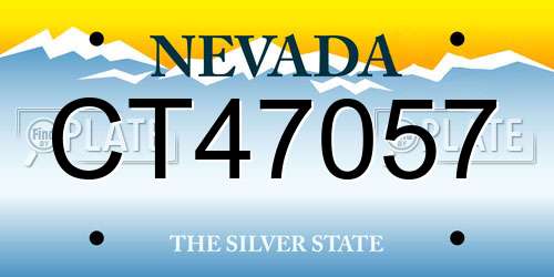 CT47057 Nevada License Plate