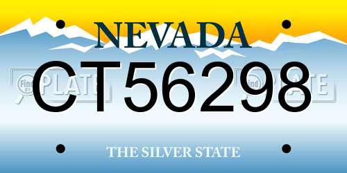 CT56298 Nevada License Plate