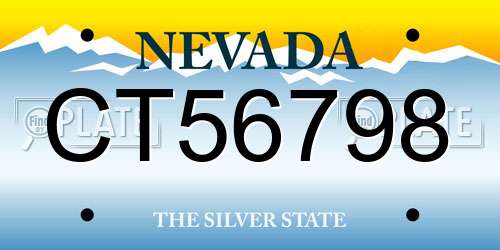 CT56798 Nevada License Plate