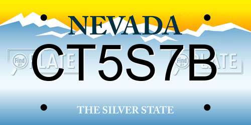 CT5S7B Nevada License Plate