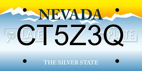 CT5Z3Q Nevada License Plate