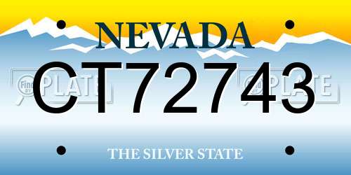 CT72743 Nevada License Plate