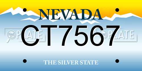 CT7567 Nevada License Plate