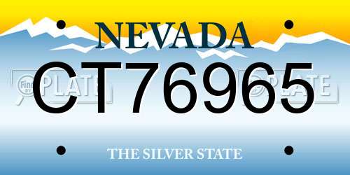 CT76965 Nevada License Plate