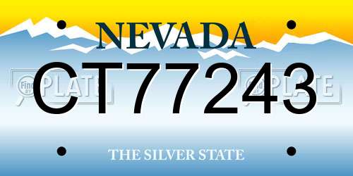 CT77243 Nevada License Plate