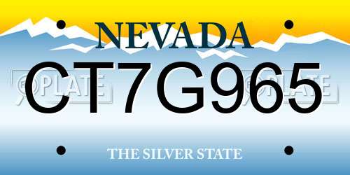 CT7G965 Nevada License Plate