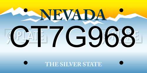 CT7G968 Nevada License Plate