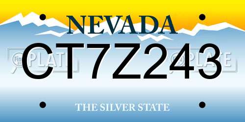 CT7Z243 Nevada License Plate