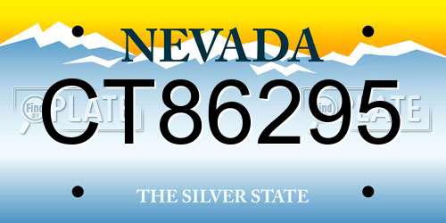 CT86295 Nevada License Plate