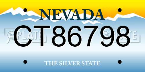 CT86798 Nevada License Plate