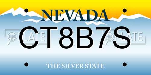 CT8B7S Nevada License Plate
