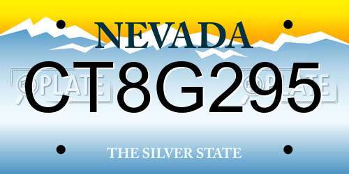 CT8G295 Nevada License Plate