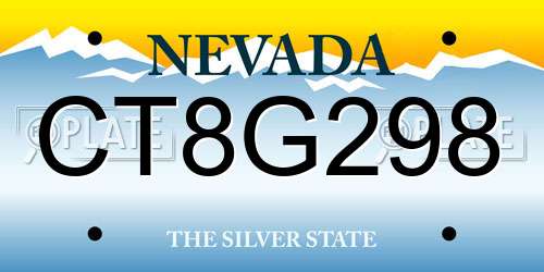 CT8G298 Nevada License Plate